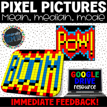 Preview of Mean Median Mode and Range | 2 DIGITAL Mystery Pixel Pictures