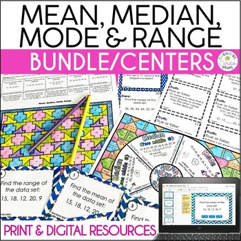 Preview of Mean, Median, Mode, Range Activity Bundle Math Centers