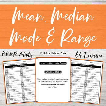Preview of Mean Median Mode Range Activity MMMR Worksheets (Measures of Central Tendency)