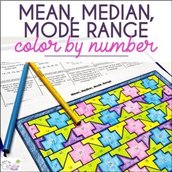 Preview of Mean, Median, Mode & Range Color by Number