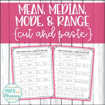 Preview of Mean, Median, Mode, & Range Cut and Paste Worksheet Activity