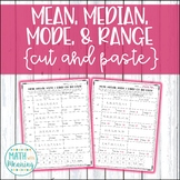 Mean, Median, Mode, & Range Cut and Paste Worksheet Activity