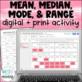 Mean, Median, Mode, & Range Digital and Print Activity for