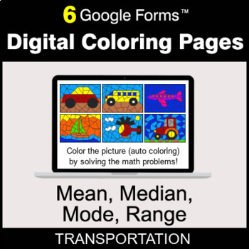 Preview of Mean, Median, Mode, Range - Digital Coloring Pages | Google Forms