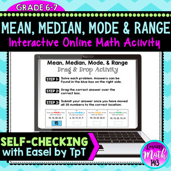 Preview of Mean, Median, Mode, Range Digital Math Activity (Self-Checking on Easel)