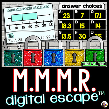 Preview of Mean Median Mode and Range Digital Math Escape Room Activity