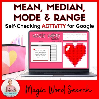 Preview of Mean Median Mode Range Digital|Printable Valentine's Day Activity for Algebra