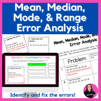 Preview of Mean, Median, Mode, & Range Digital & Printable Activity