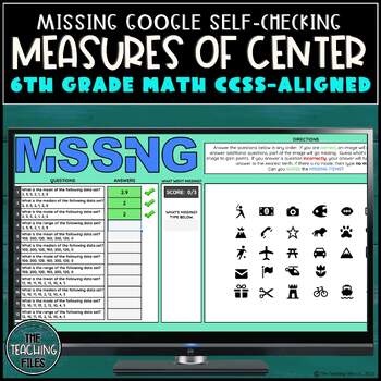 Preview of Mean Median Mode Range Digital Self Checking Activity 6th Grade Math CCSS