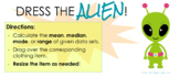 Mean, Median, Mode, Range - Dress the Alien! (Google Slides)