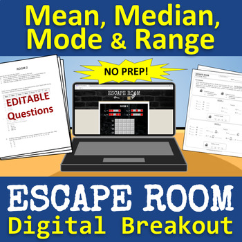 Preview of Mean, Median, Mode & Range ESCAPE ROOM - Digital Breakout | Distance Learning