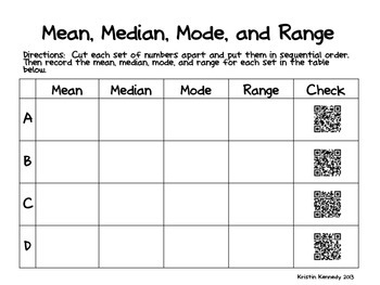 mean median mode range examples