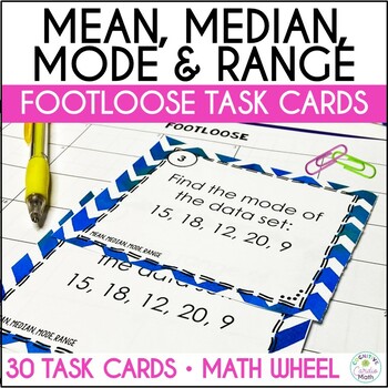 Preview of Mean, Median, Mode, Range Footloose 6th Grade Math Task Cards Game