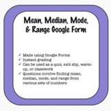 Mean, Median, Mode, & Range Google Form