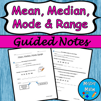 Preview of Mean, Median, Mode & Range Guided Notes