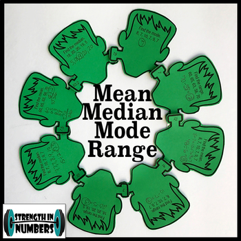 Preview of Mean Median Mode Range Halloween Frankenstein Monster Wreath