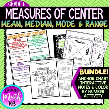 Preview of Mean Median Mode and Range Interactive Notes, Poster and Activity BUNDLE