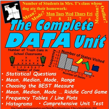 Preview of Mean, Median, Mode, Range, Line Plot, Histogram & More Data and Statistics Unit