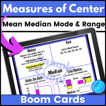 Preview of Mean Median Mode Range Measures of Center 6.SP.A.2 Digital Boom Cards