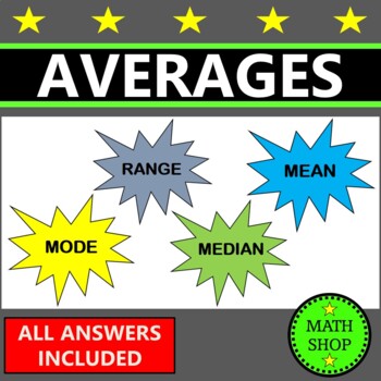 Preview of Mean Median Mode Range Measures of Central Tendency Averages Math Worksheets