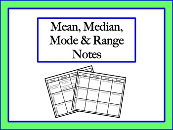 Preview of Mean, Median, Mode & Range Notes