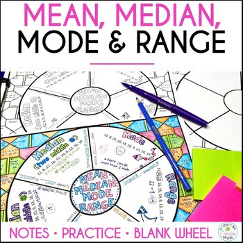 Preview of Mean, Median, Mode, Range Math Doodle Wheel | Notes and Practice Activity