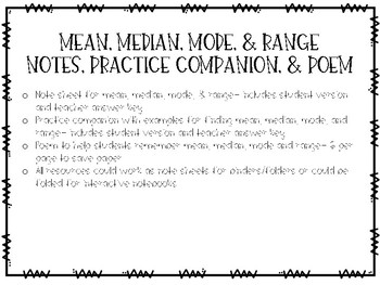 Preview of Mean, Median, Mode, & Range Notes and Practice Companion
