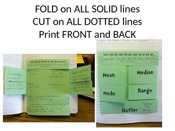 Preview of Mean, Median, Mode, Range, Outlier FOLDABLE