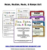 Mean Median Mode Range Pack (Math Centers, Flashcards, Anc