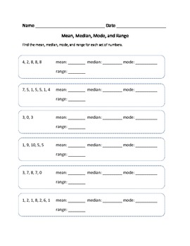 Preview of Mean, Median, Mode, Range Practice Worksheet