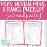 Mean, Median, Mode, & Range Missing Numbers Cut and Paste 