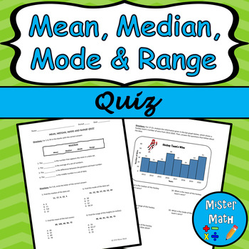 Preview of Mean, Median, Mode & Range Quiz