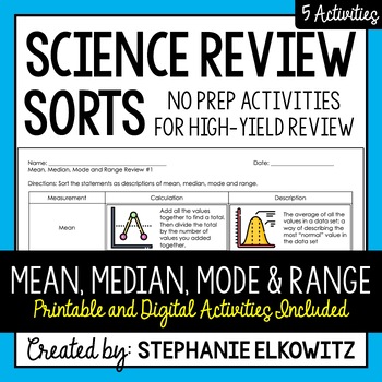 Preview of Mean, Median, Mode & Range Review | Printable, Digital & Easel