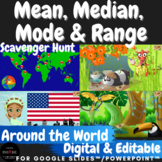 Mean, Median, Mode, Range Scavenger Hunt Around the World 
