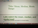 Mean, Median, Mode, Range Smartboard with guided notes