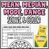 Mean, Median, Mode, Range | Solve & Color Math Activity