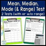Mean, Median Mode Range Test: 2 Test Options (with or w/o Range)
