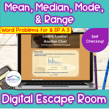 Preview of Mean, Median, Mode, & Range Word Problems Digital Escape Room