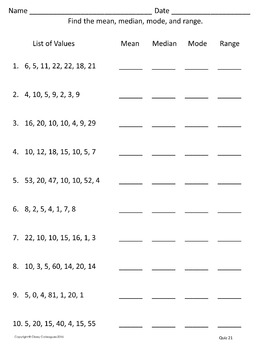 Mean, Median, Mode, Range Worksheets by Classy Colleagues | TpT