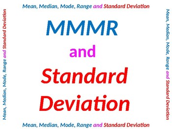 Preview of Mean, Median, Mode, Range and Standard Deviation Summary