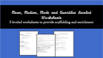 Preview of Mean, Median, Mode and Quartiles by Levels