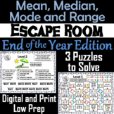 Mean, Median, Mode, and Range Activity: Escape Room End of