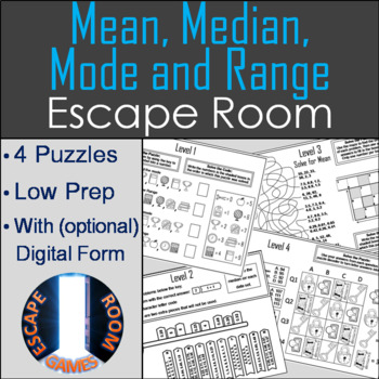 Preview of Mean, Median, Mode and Range Activity: Escape Room Math (Central Tendency)