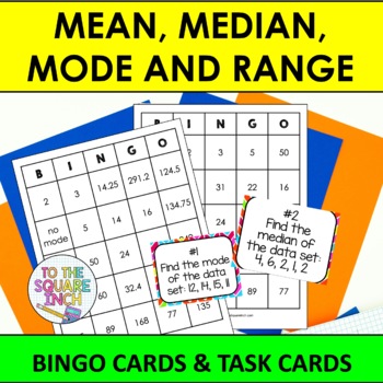 Preview of Mean, Median, Mode and Range Bingo Game | Task Cards | Whole Class Activity