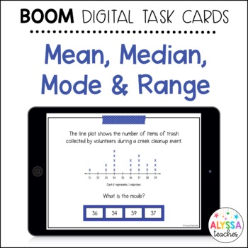 Preview of Mean, Median, Mode, and Range Boom Cards