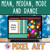 Mean, Median, Mode and Range Christmas Holiday Math Pixel Art