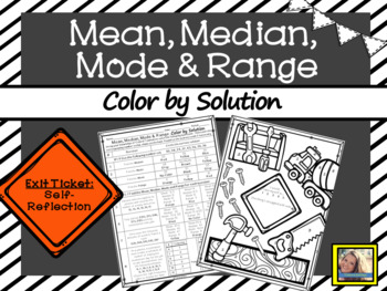 Preview of Mean Median Mode and Range Worksheet Color by Number
