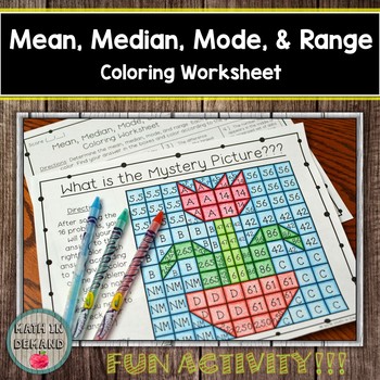 Mean, Median, Mode, And Range Coloring Worksheet By Math In Demand