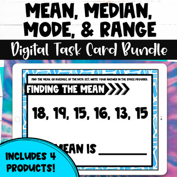 Preview of Mean Median Mode and Range Digital Task Card Measures of Spread Bundle