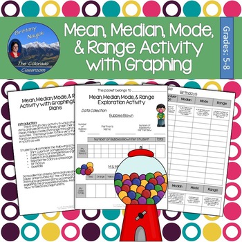 Preview of Mean Median Mode and Range Exploration Lab & Graphing Activity